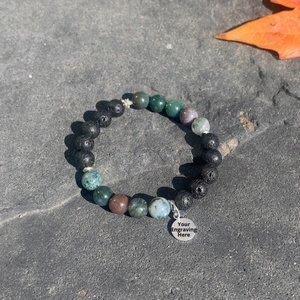 Indian Agate Gemstone Diffuser Lava Rock Bracelet